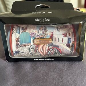 Nicole Lee Multicolor Bicycle & Floral Clutch Wallet/ Coin Purse Vegan Leather